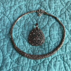 Premier Designs Silver Ornate Necklace